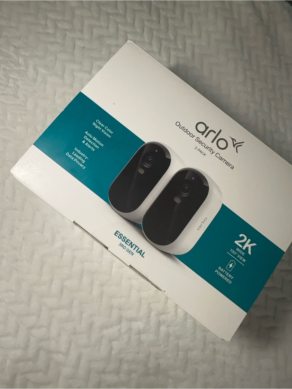 Arlo Essential 2K Outdoor Security Camera Pair - White/Black